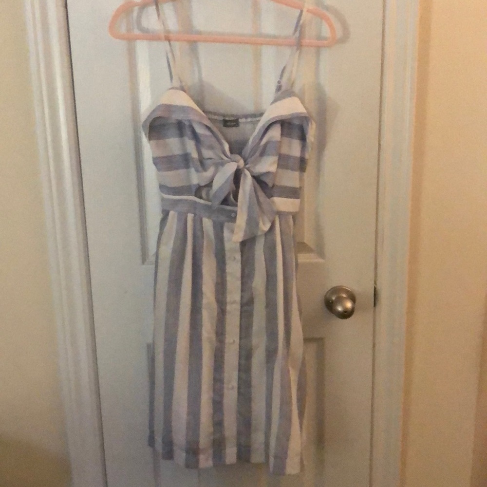 Blue and White striped dress with knotted top